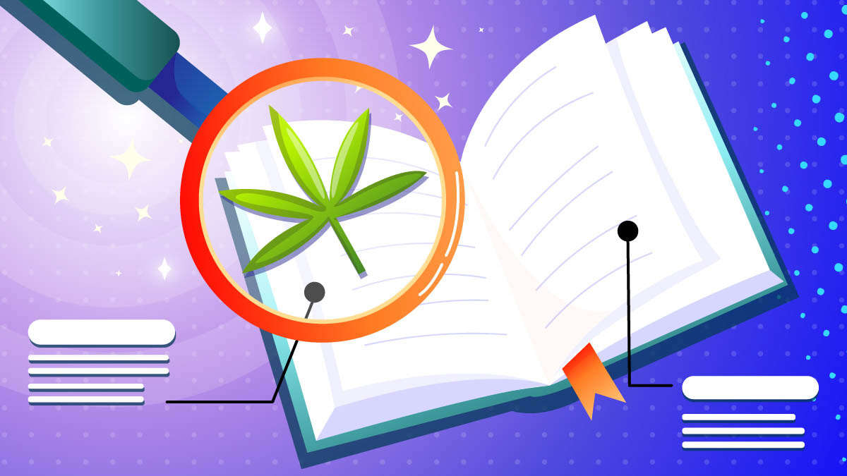 marijuana leaf on top of a book