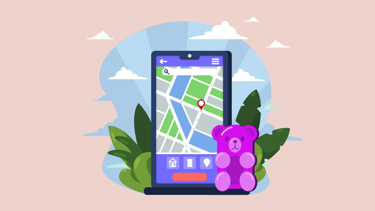 Illustration of a Map Where to Buy CBD Gummies Near Me on a Mobile
