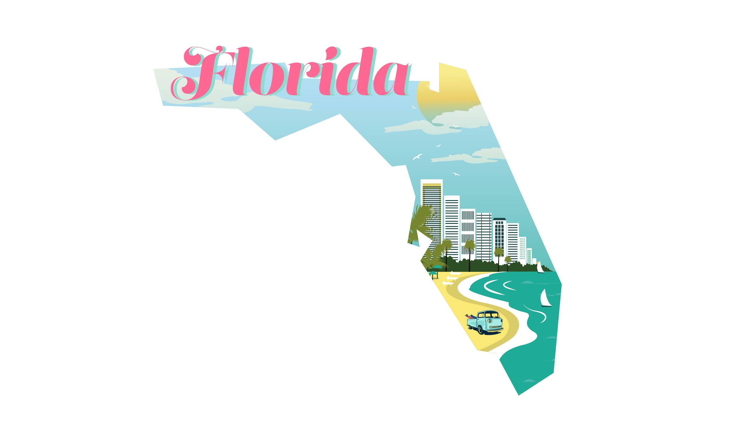 Illustration of Florida state in white background