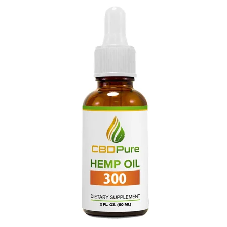 CBDPure oil bottle 300 mg in white background