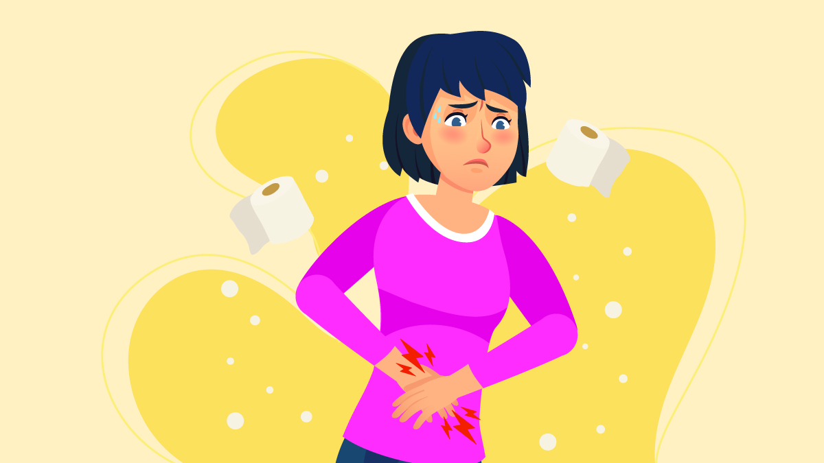 Woman Holding Her Stomach due to Constipation