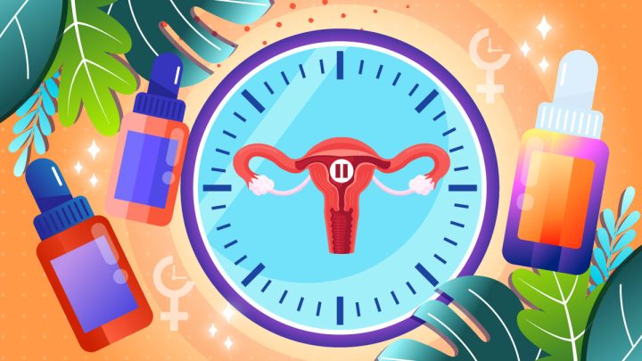 Illustration of Female Reproductive System On Menopause Stage