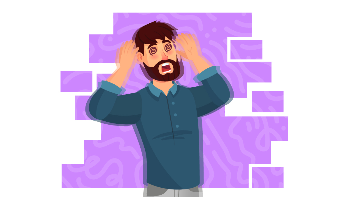 Illustration of a Person with Seizures Attack in Purple Background