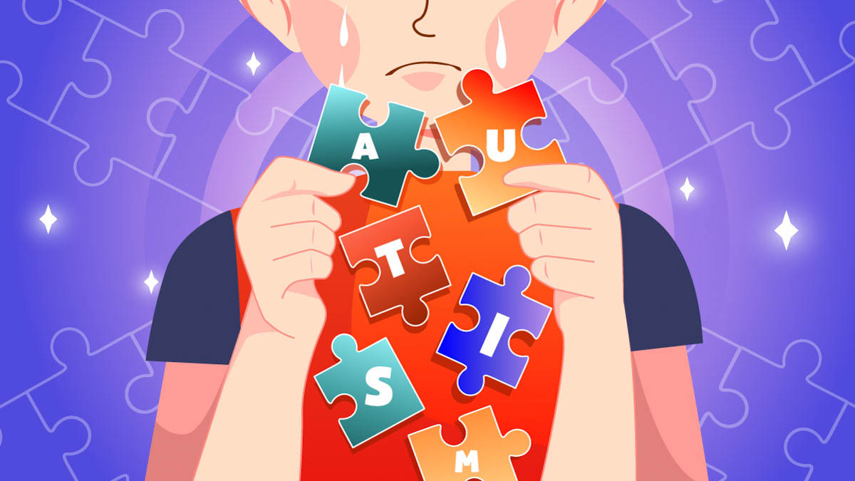 crying kid trying to join puzzle pieces together