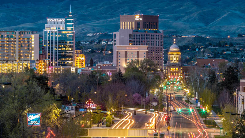 Image of Boise city skyline at night