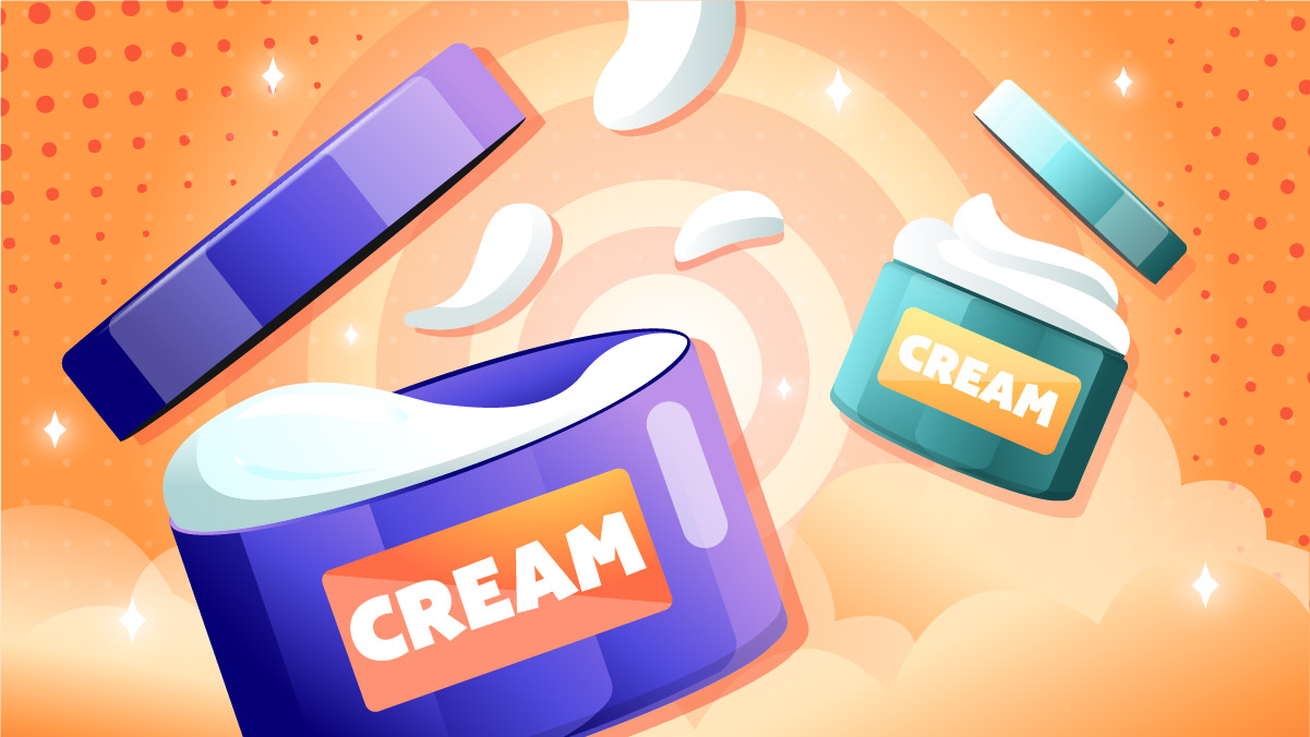 Illustration of CBD cream containers and salves