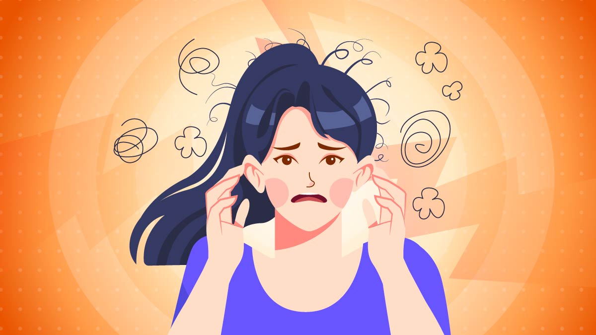 Illustration of a Person about to cover her Ears Due to Panic Attack