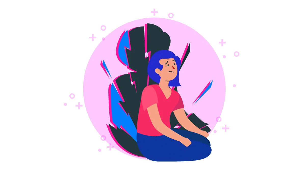 Illustration of a Worried Woman With PTSD