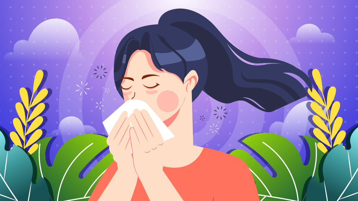 Illustration of a Person Sneezing Due to Allergies