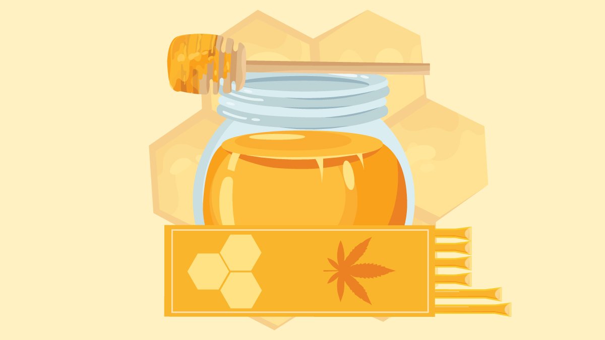 CBD Honey Sticks Illustration in Orange Background
