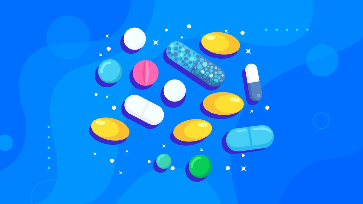 Illustration of Tablets for Diabetes Scattered on the Surface