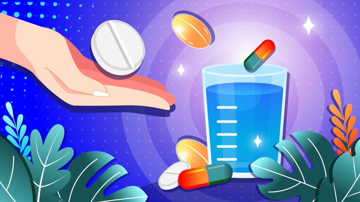 Illustration of tablets, capsules and other medications