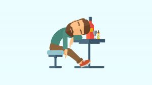 Illustration of a Man with Hangover