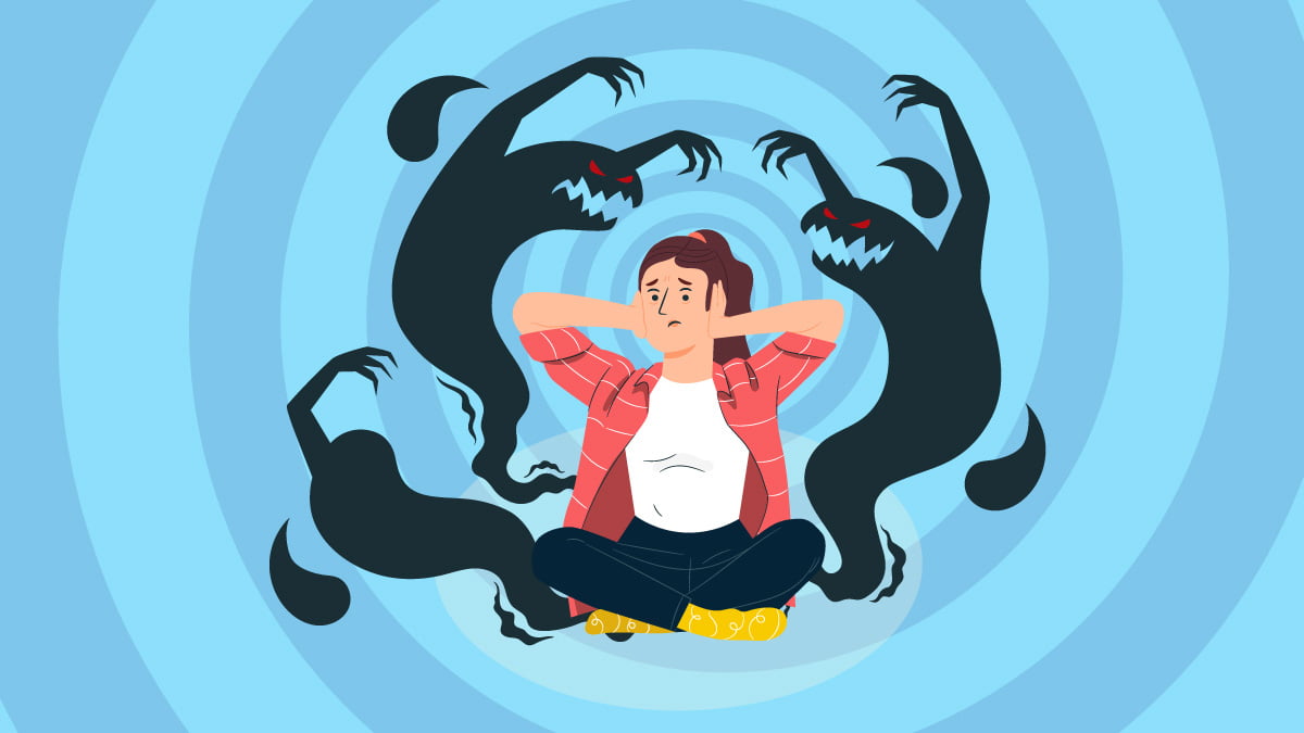 Illustration of a Woman with Schizophrenia