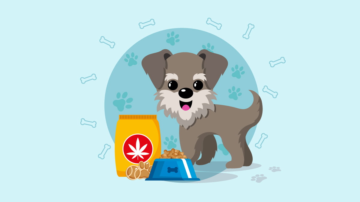 illustration of a dog with CBD treats