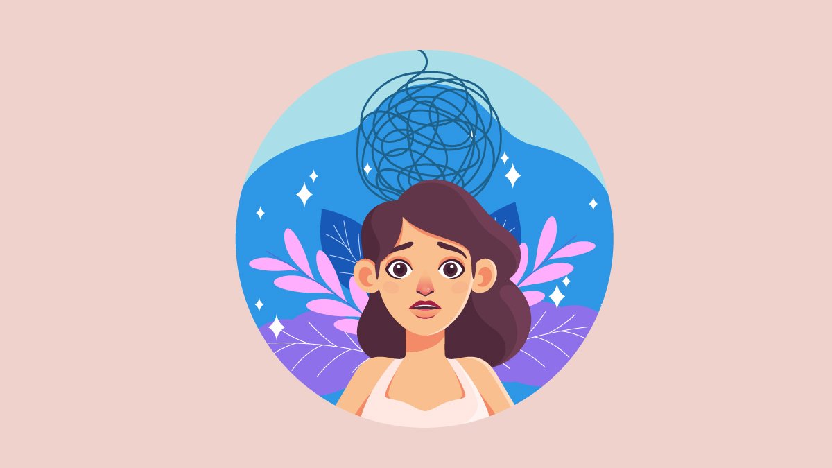 Illustration of a women having anxiety