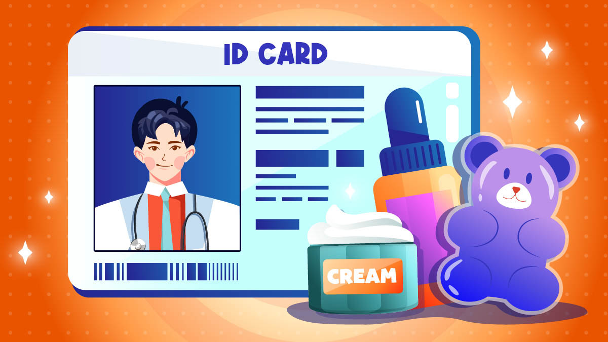 Illustration of a Identification Card with CBD products