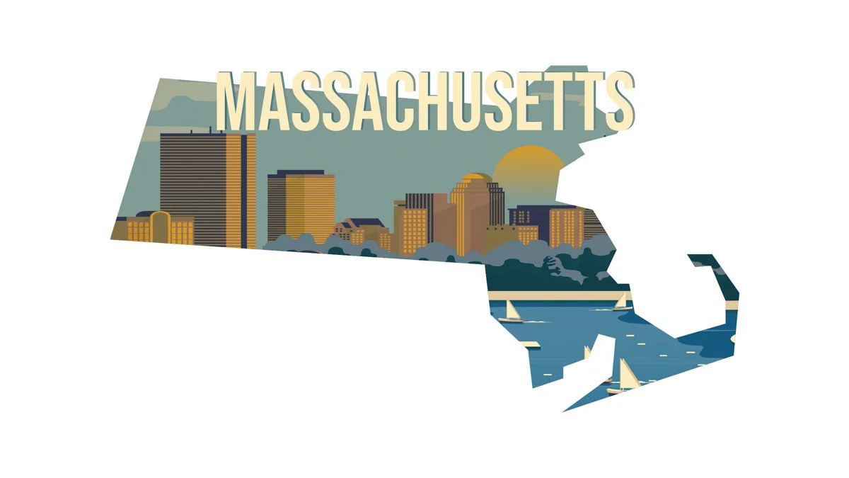Illustration of Massachusetts State map