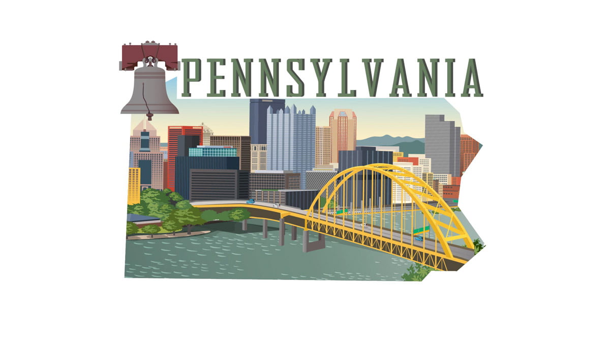 Illustration of Pennsylvania State Map