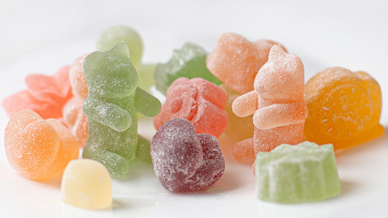 gummies with bear shape on white table