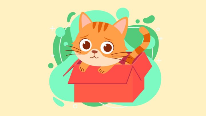 Illustration of a Cat in a Box with Anxiety