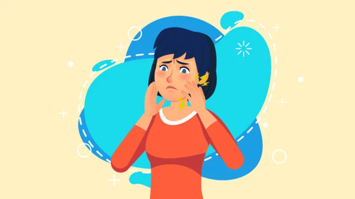 illustration of a woman experiencing temporomandibular joint pain