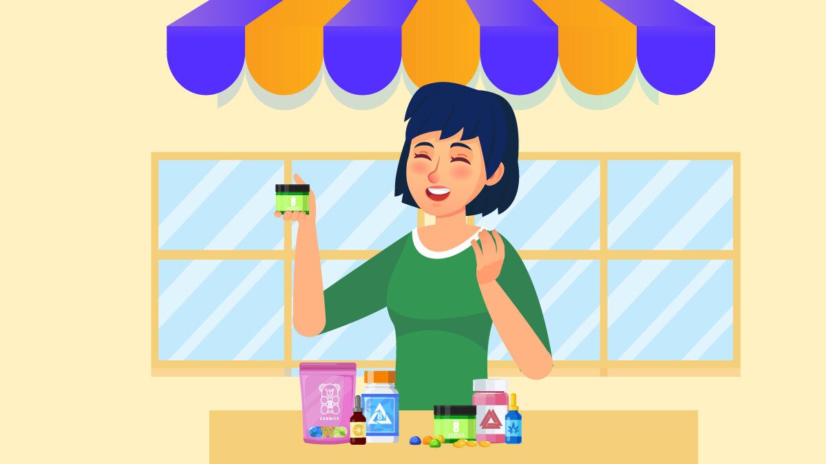illustration of s woman selling Delta 8 products