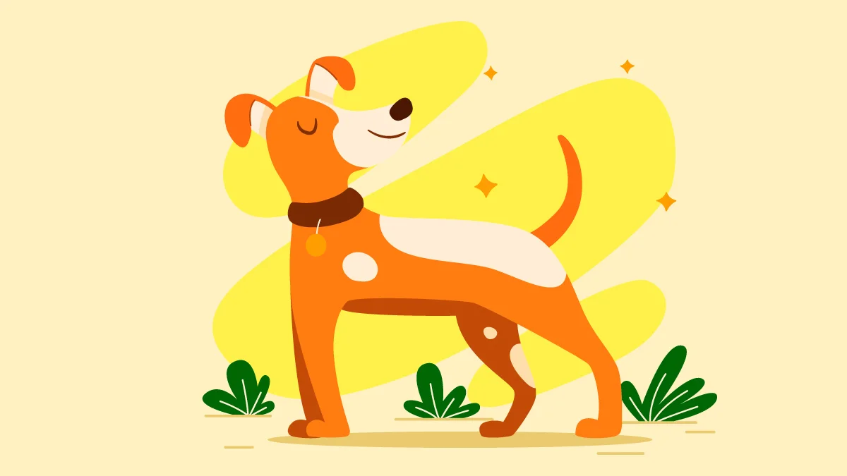 illustration of a smiling dog relieved from anxiety