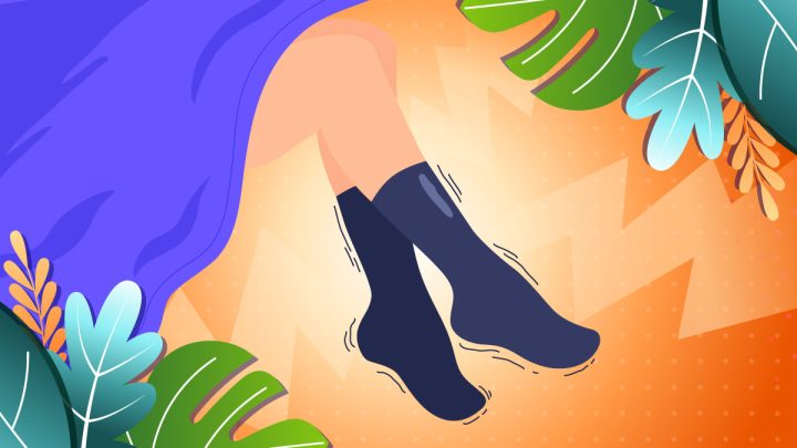 Illustration of a woman leg with restless legs syndrome.