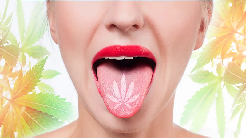 CBD Hemp Shape in Tongue of a Woman