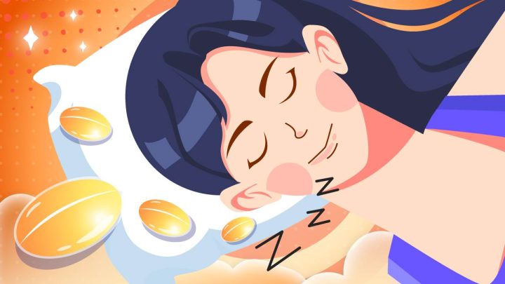 Illustration of a girl sleeping peacefully after taking only the Best CBD capsules for Sleep.