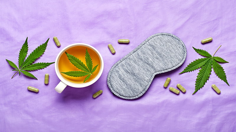 Hemp Leaves, Tea, and Sleep Mask