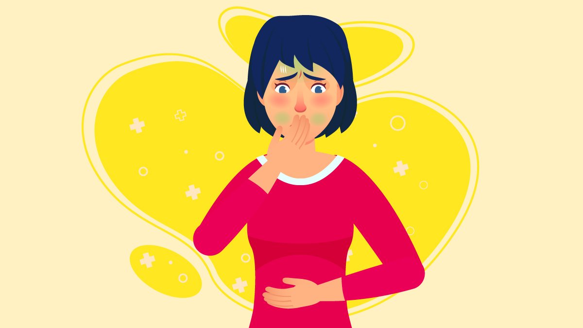 Illustration of woman having morning sickness