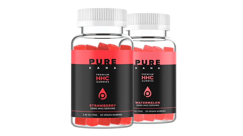 PureKana HHC gummies in white background