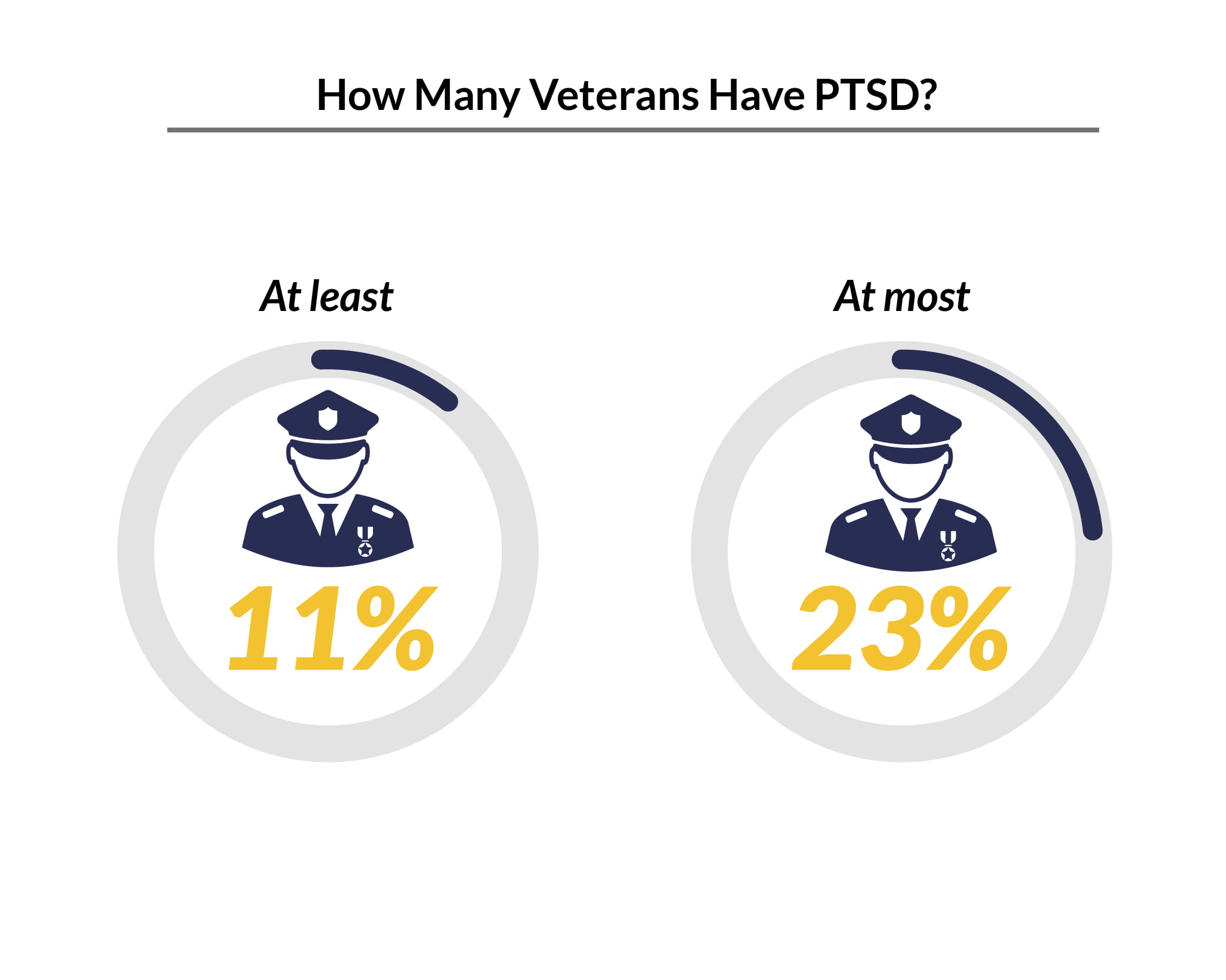 Percentage graph of veterans affected by PTSD