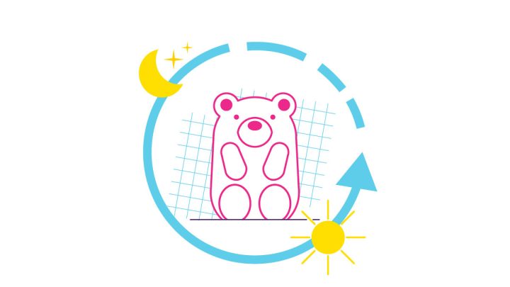 Illustration of gummy bear and decorative elements