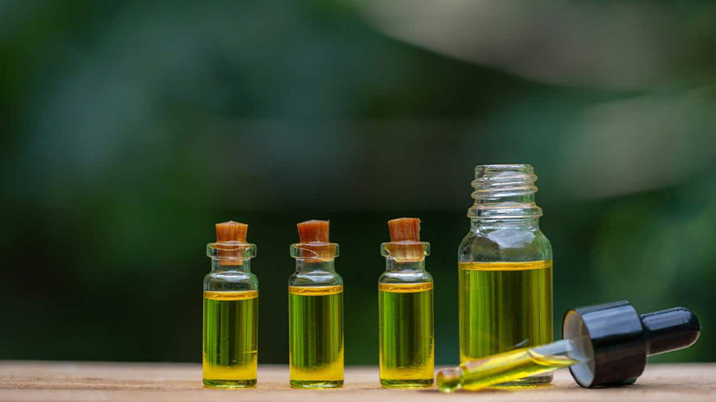 Full-spectrum CBD oil in different bottle sizes