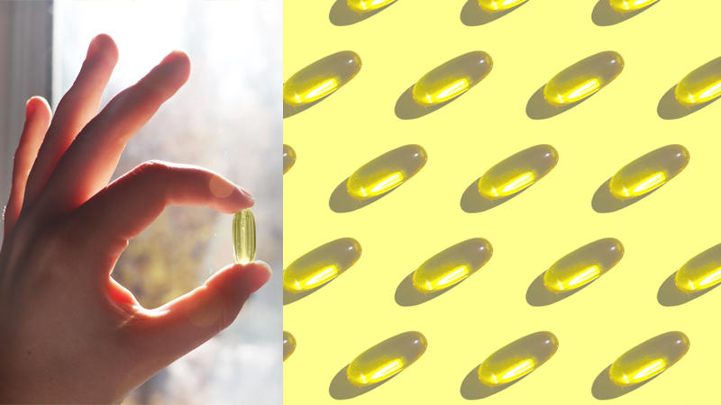 CBD capsules and an illustration