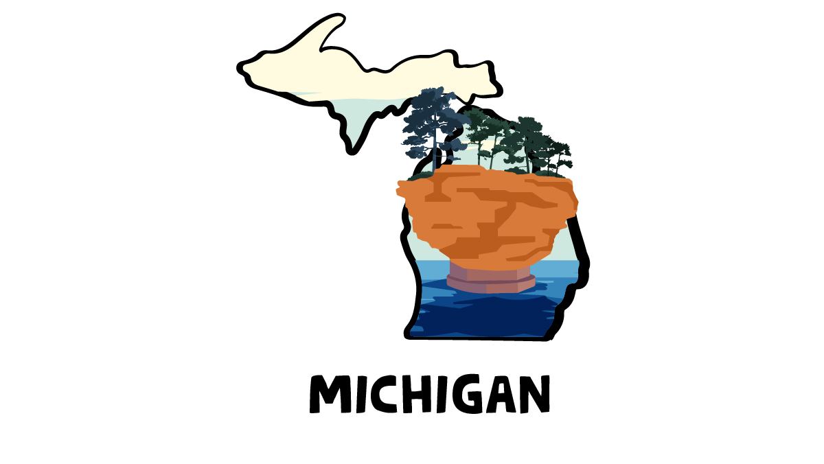 Illustration of Lake Huron in Michigan