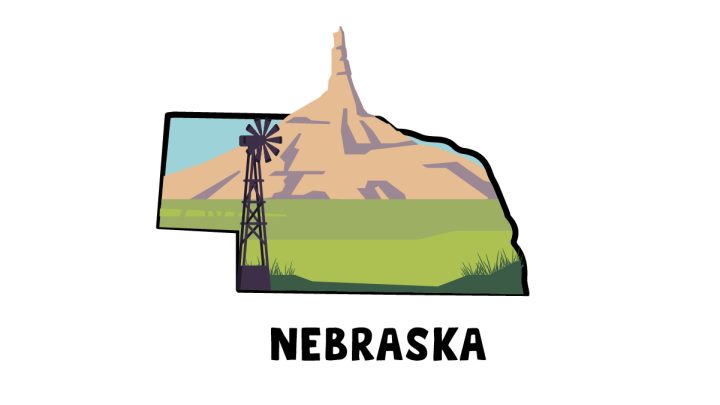 Illustration of the Chimney Rock in Nebraska