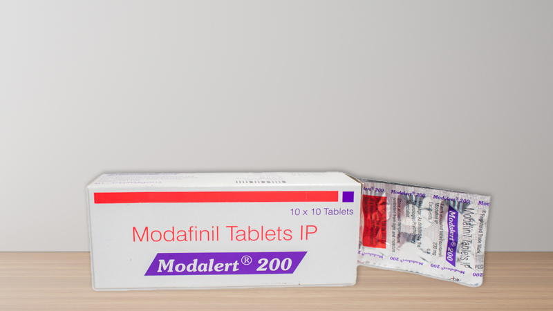 Modafinil tables with its box on the floor