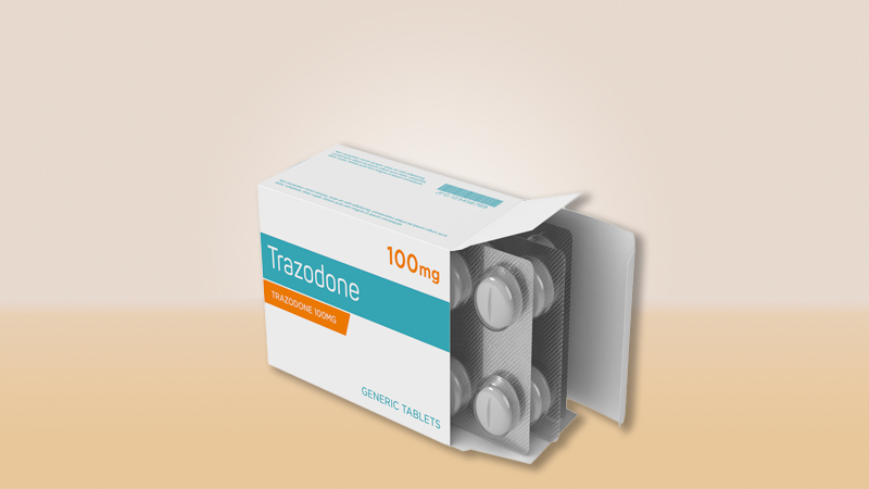 Trazodone generic tablets on a table