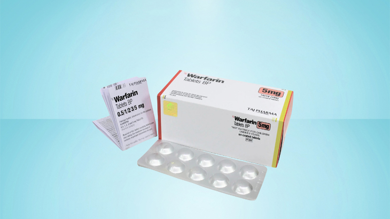 Warfarin tablets with its box on a table