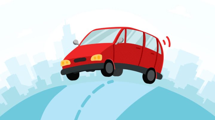 An illustration of a car on the road which represents CBD and driving.