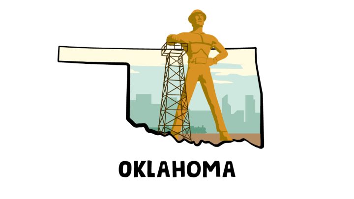 Illustration of the Golden Driller statue on Route 66