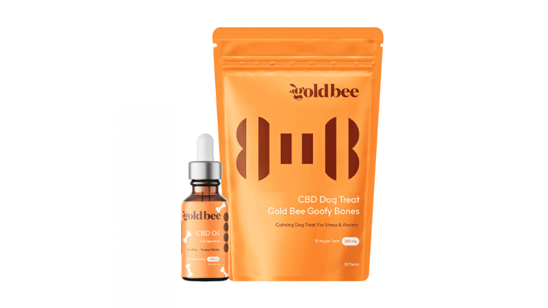 Gold Bee Pet Treats: GB CBD oil for dog and Goofy Bone dog treat
