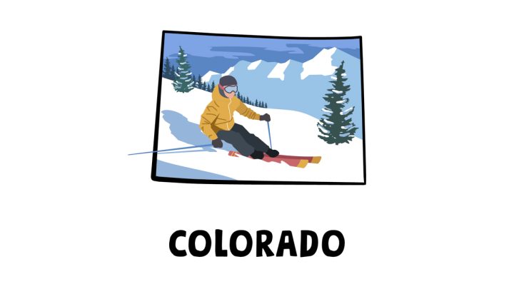 Illustration of a person skiing down the Aspen in Colorado state