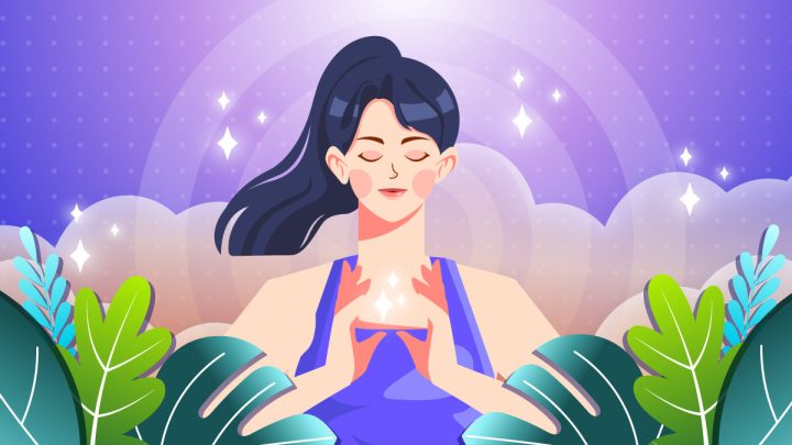Illustration of a person meditating while feeling the effect of CBD tincture