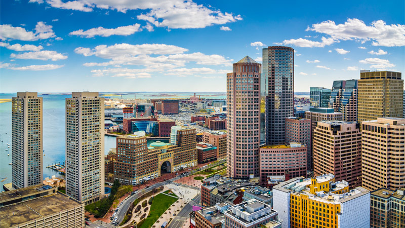 Top view of Boston, Massachusetts