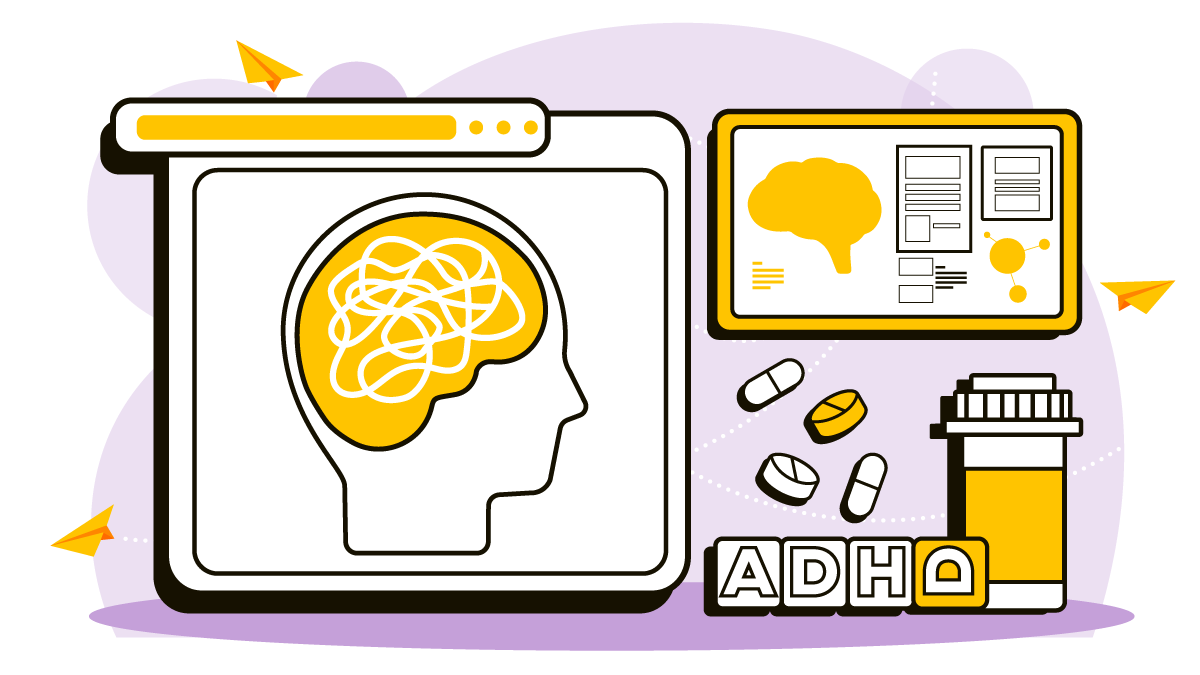 Illustration of a brain to represent ADHD symptoms